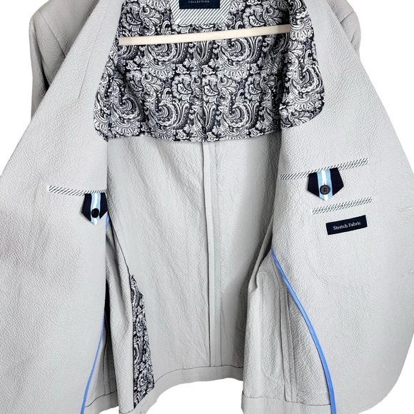 NWT Tailorbyrd Seersucker Jacket Blazer Gray Stretch Cotton 42 R - Picture 5 of 10